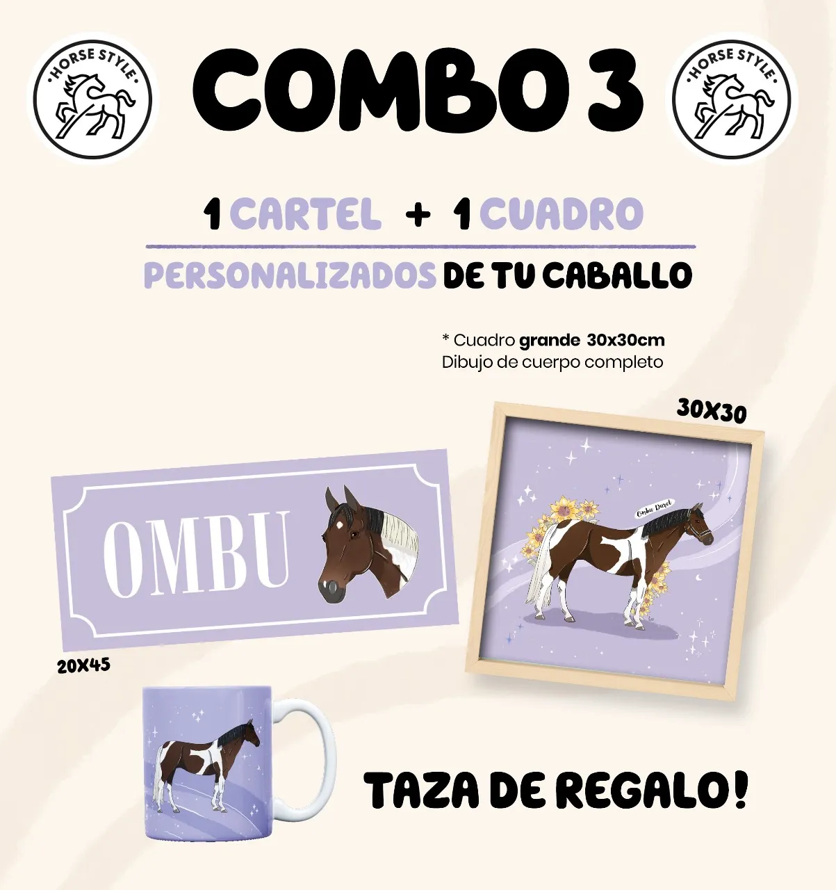 Combo 3, un cartel, una taza y un cuadro